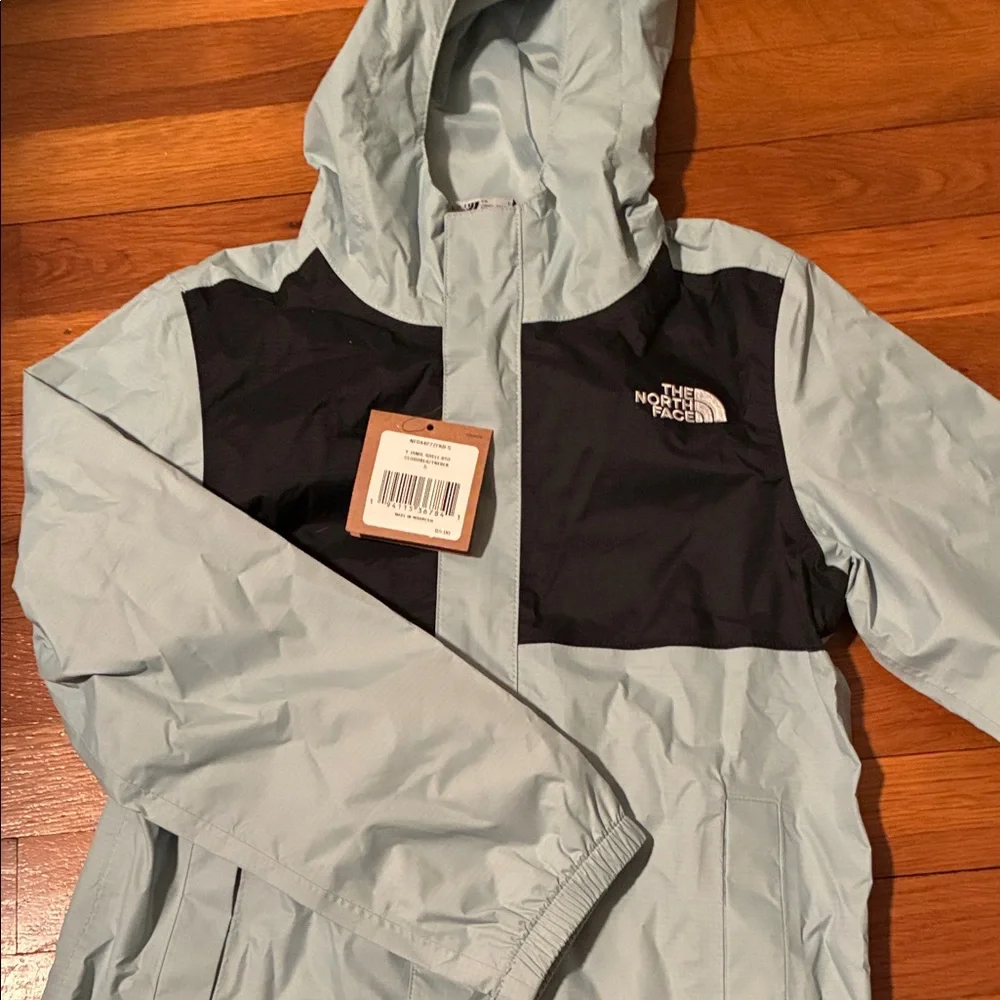 SOLD Available The North Face Sky Blue and Black Hooded Jacket NWT - Picture 5 of 7